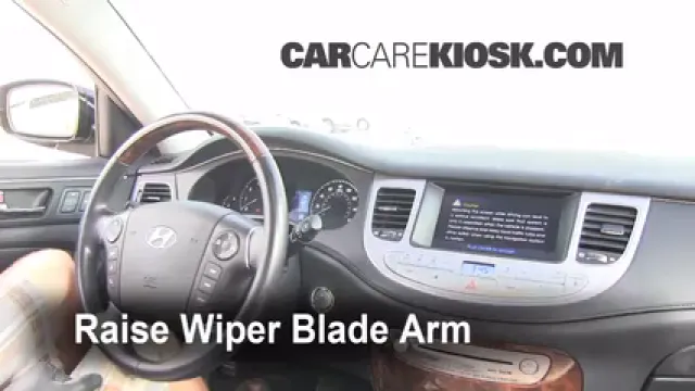 2009 Hyundai Genesis 4.6 4.6L V8 Escobillas de limpiaparabrisas delantero Cambiar escobillas de limpiaparabrisas